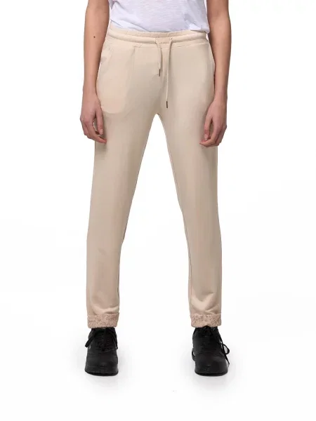 Spodnie dresowe Leone Apparel z koronką beżowe