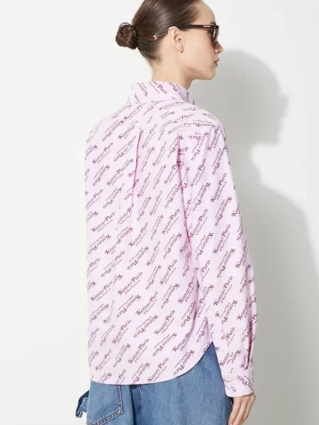 Kenzo camasa din Printed Slim Fit Shirt roz