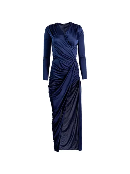 Lung rochie maxi Atlein cu volane albastru