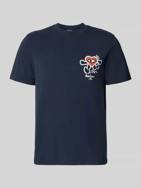 T-shirt o kroju regular fit z czystej bawełny Barbour granatowa