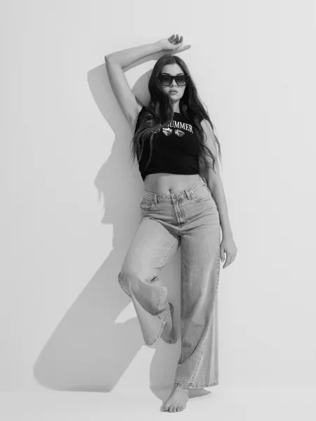 Джинси wide leg бірюзовий