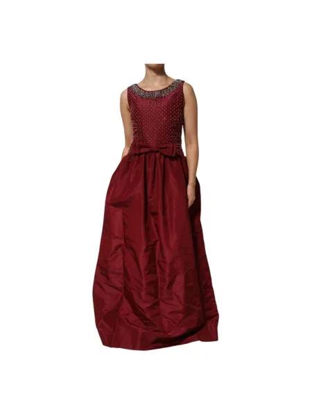 Jedwabna sukienka wieczorowa Dolce And Gabbana brązowa