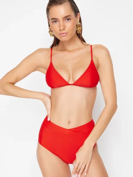 Bikini Trendyol cu talie înaltă roșu