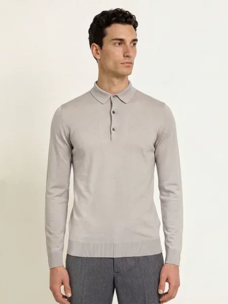 John Smedley Pletená Polokošile Bradwell béžová