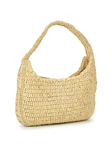 Geantă Calvin Klein Bold Ck Raffia Sm Shoulder Bag Maro bej