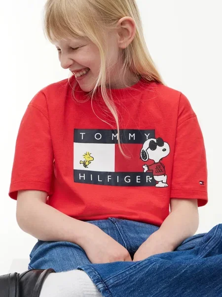 Tommy Hilfiger тениска за деца от x Peanuts червено