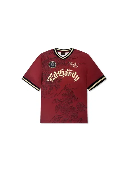 Ed Hardy Tricou Soaring Dragon Football galben pastel / roșu negru