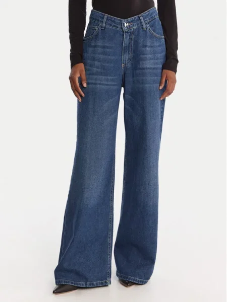 Rinascimento Jeansy Wide Leg niebieski