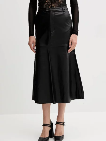 Bardot fustă midi evazați negru