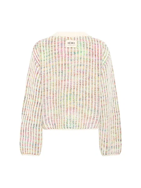 Sweter z dzianiny z okrągłym dekoltem model ANILA' Ichi biały