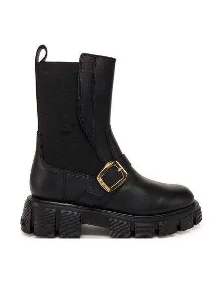 Love Moschino sztyblety skórzane na platformie czarny