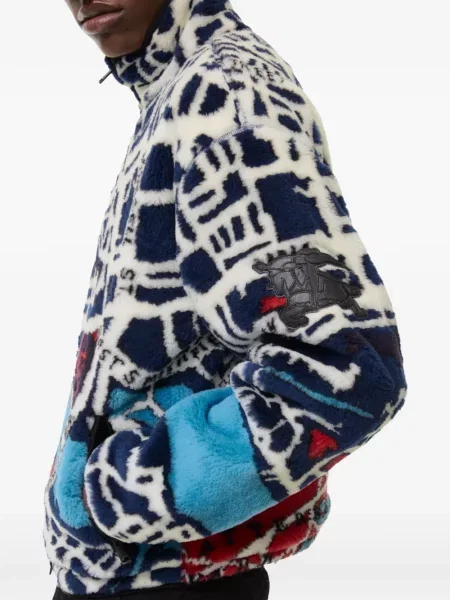 Geacă Burberry din fleece alb