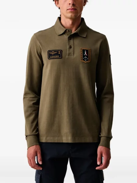 Lung tricou polo Aeronautica Militare verde