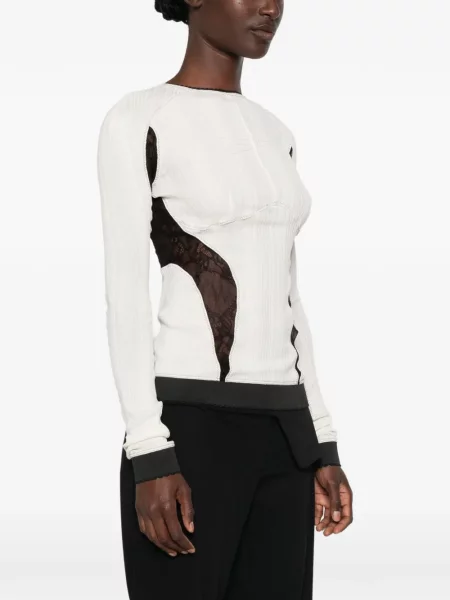 Top The Attico tricotate alb
