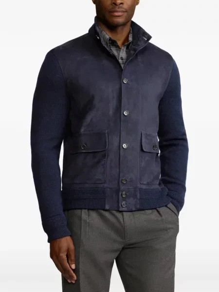 Μπουφάν Ralph Lauren Purple Label σουέτ μπλε