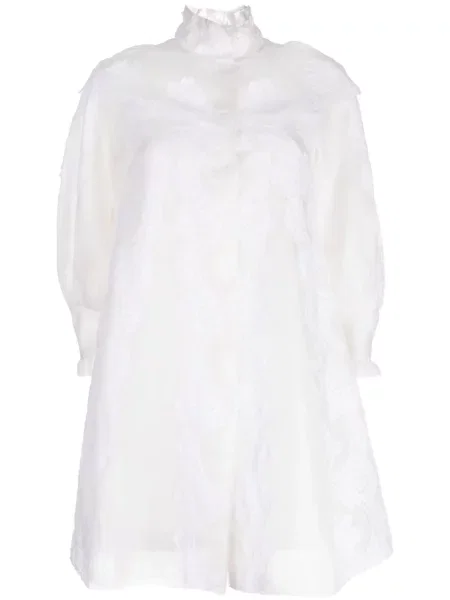 Płaszcz Shiatzy Chen koronkowy jednorzędowy biały