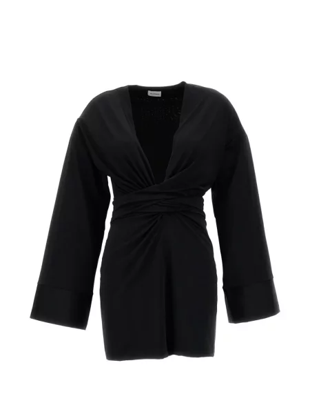 Rochie mini The Andamane cu franjuri cu decolteu în V negru