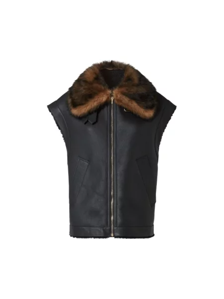 Kamizelka Fendi skórzana czarna