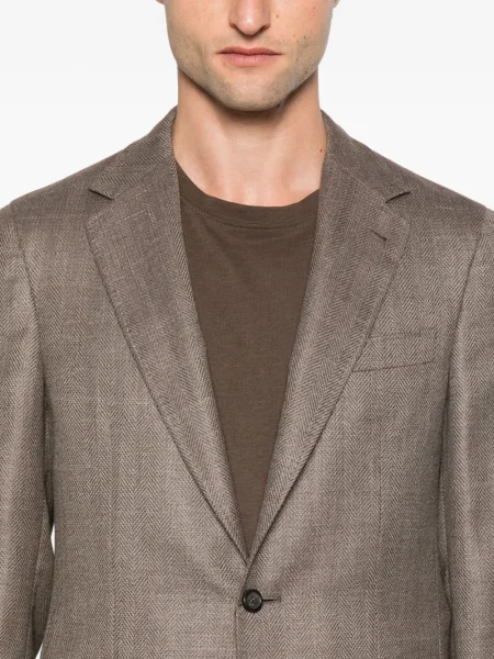 Geacă Canali cu model herringbone maro
