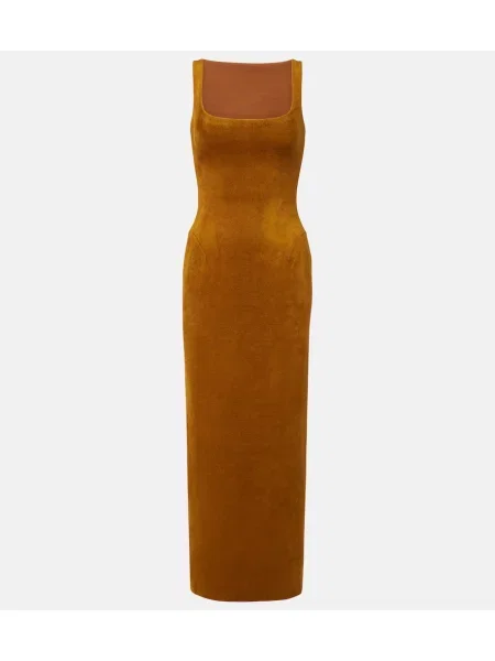 Rochie midi Alaïa de catifea portocaliu