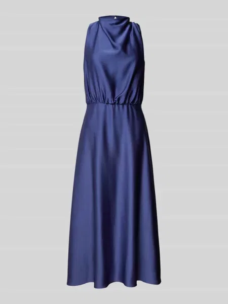 Sukienka koktajlowa ze stójką Swing błękitna