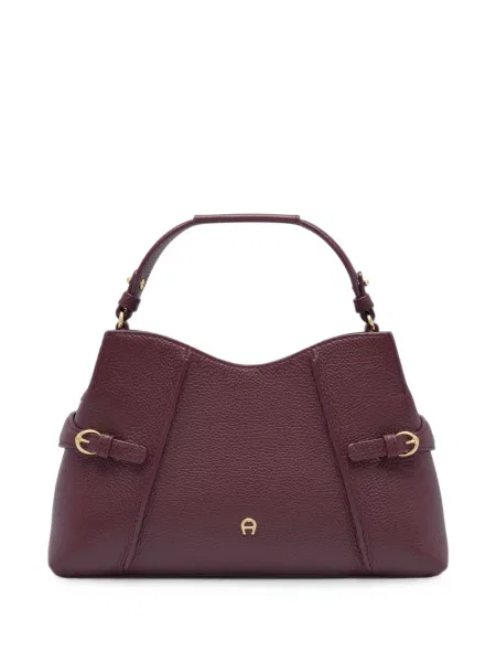 Geantă shopper Aigner din piele cu cataramă roșu