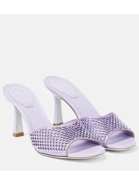 Usnjene mules Rene Caovilla vijolična