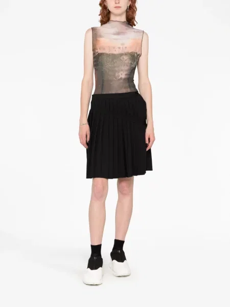 Asimetriškas plisuotas plisuotas sijonas Mm6 Maison Margiela juoda