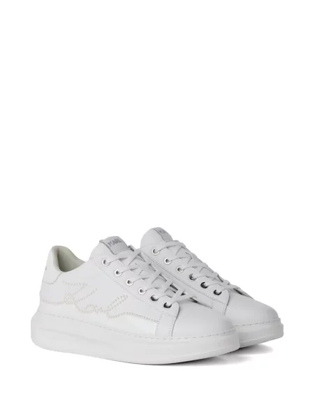 Sneakerși Karl Lagerfeld cu perle alb