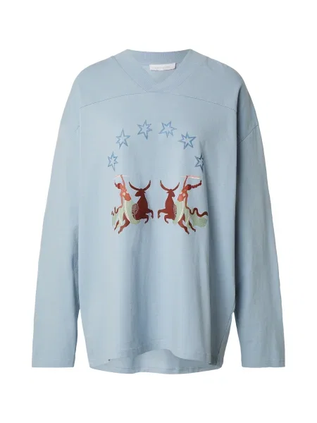 Kamila Šikl Tričko světlemodrá hnědá