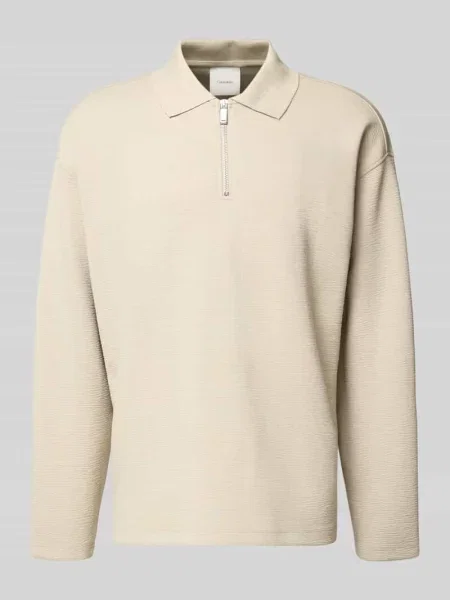 Bluza z kołnierzykiem polo i zamkiem błyskawicznym Ck Calvin Klein beżowa