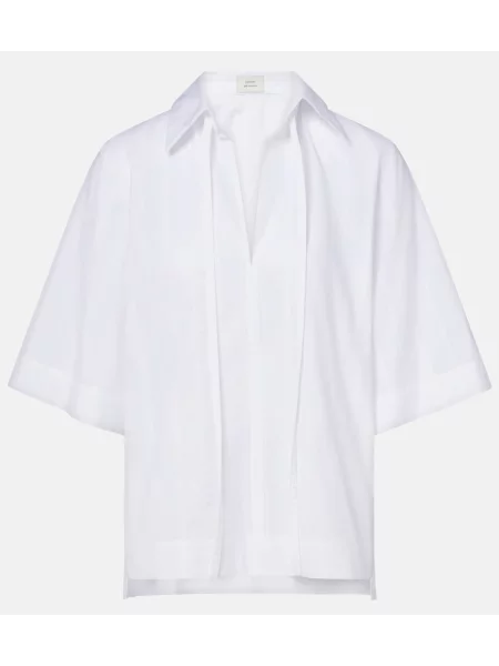 Top Loulou De Saison din poplin cu legături alb