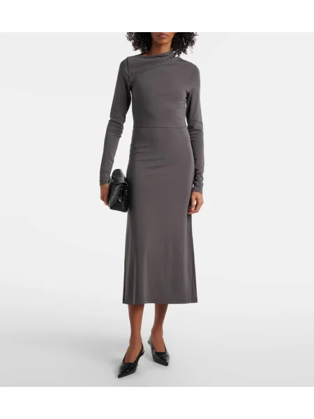 Rochie maxi Toteme din jerseu drapată de costum negru