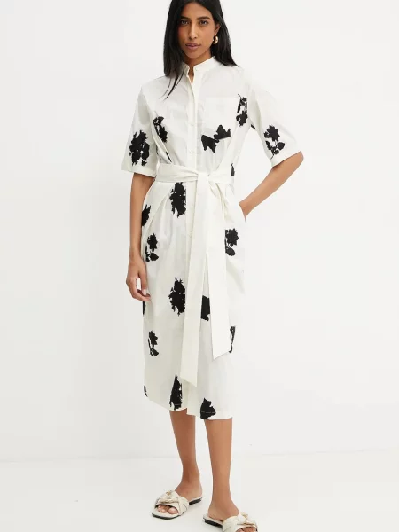 Liviana Conti sukienka midi rozkloszowana beżowy