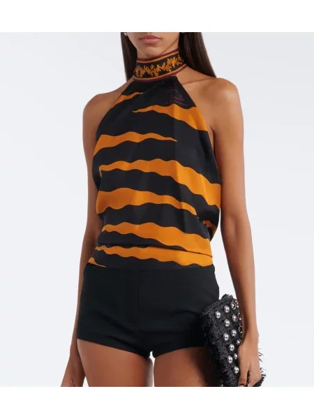 Top Pucci de mătase cu gât halter maro