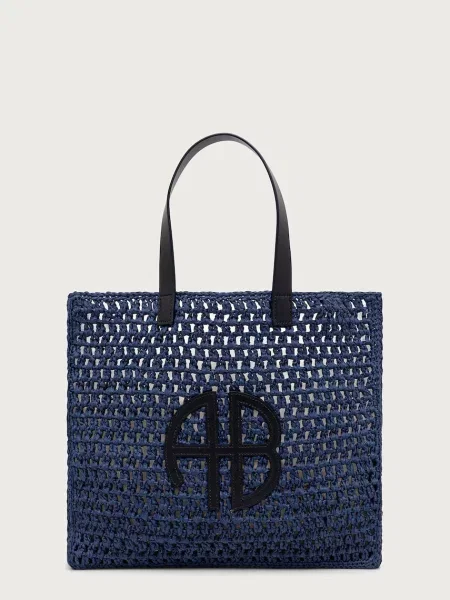 Τσάντα shopper Anine Bing με γούνα μπλε