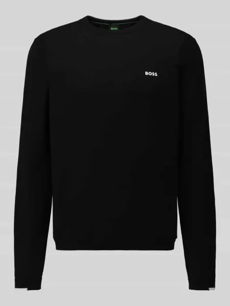 Sweter z dzianiny o kroju regular fit z czystej bawełny model ‘EVER-X’ Boss Green czarny