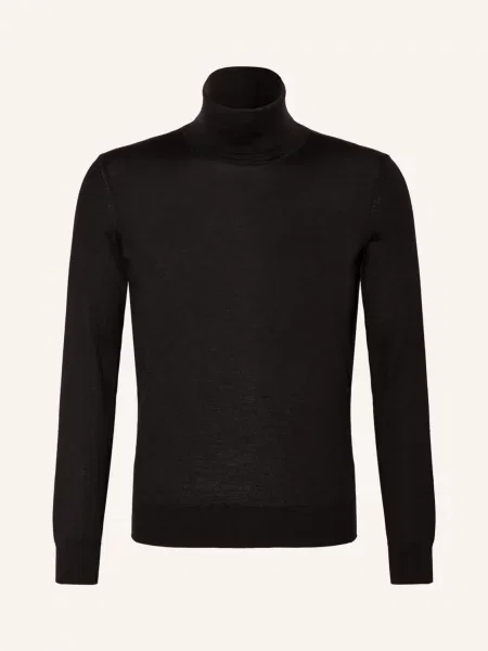 Zegna Sweter Z Kaszmiru Z Dodatkiem Jedwabiu schwarz czarny