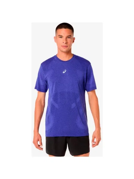 Koszulka Asics Road Seamless krótki rękaw niebiesko‑fioletowa S niebieska