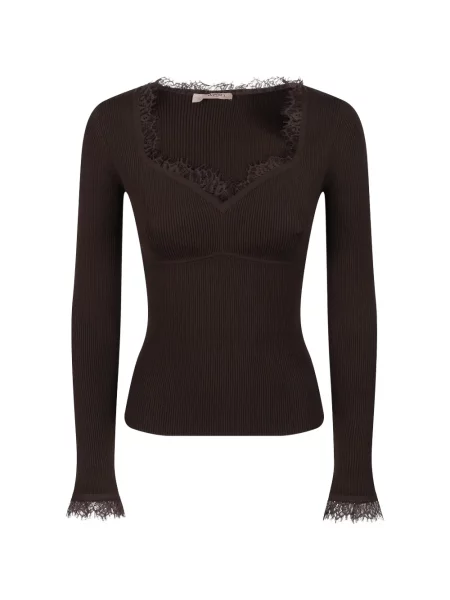 Pulover Twinset din dantelă maro