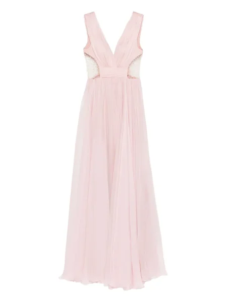 Rochie M.marquise cu decolteu în V de costum roz