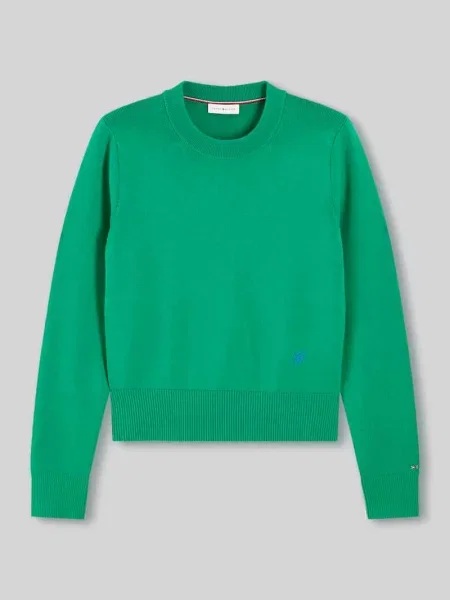 Sweter z czystej bawełny w kroju regular fit Tommy Hilfiger zielony