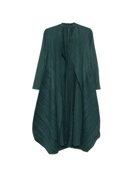 Dlouho kabát Pleats Please Issey Miyake zelený