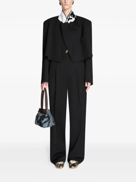 Pantaloni croiți Dries Van Noten negru