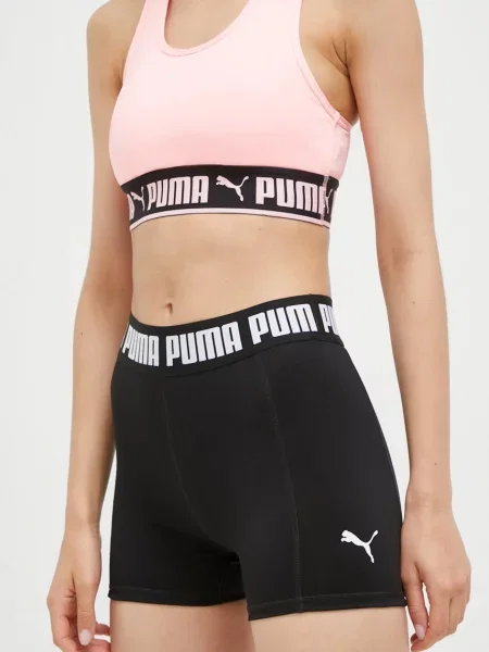 Къс панталон за трениране Puma Strong с принт с висока талия черно