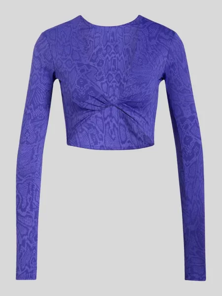 Bluzka z długim rękawem do sportu o kroju slim fit z detalem z logo Adidas fioletowa