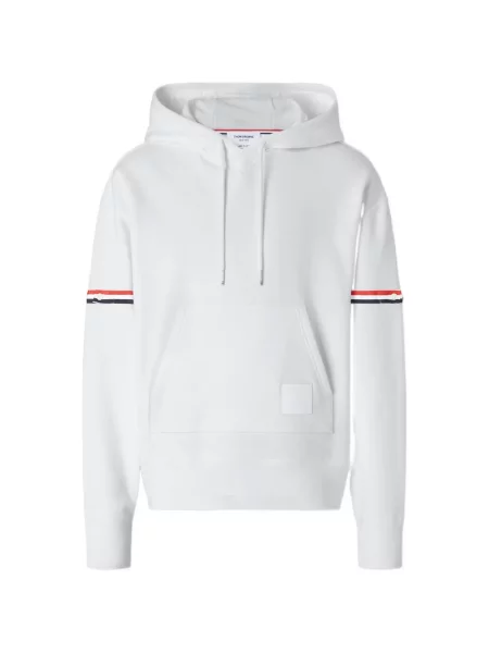Hanorac cu glugă Thom Browne din jerseu alb