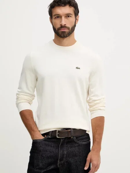 Lacoste pulover za muškarce od pamuka bež