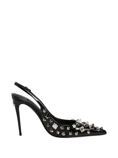 Sandale Dolce & Gabbana din piele cu tepi slingback negru