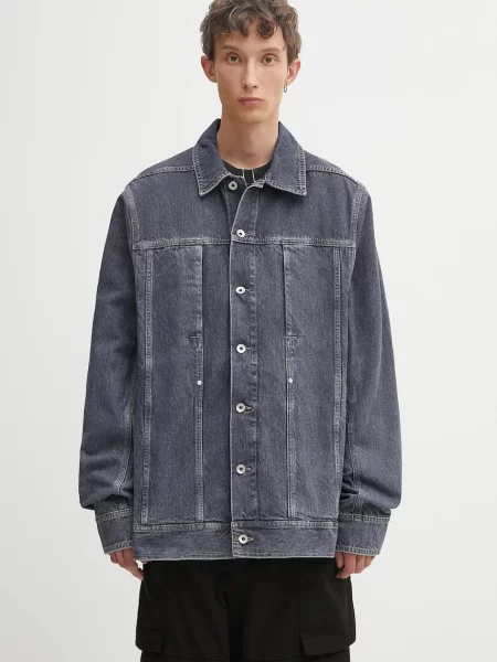 Rick Owens DRKSHDW cămașă jeans Lido Worker cu guler clasic regular gri
